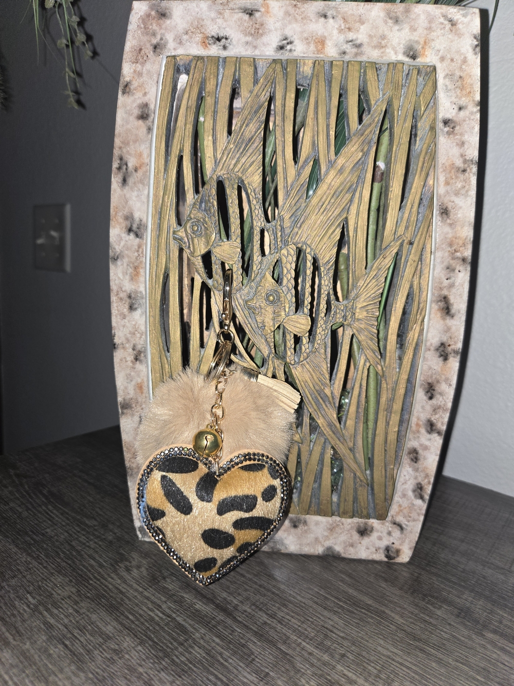 Leopard Heart Fur Keychain